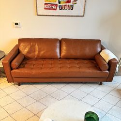 Brown leather couch