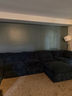 Navy Blue Corduroy Sectional