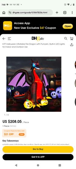 8ft LED Dragon Halloween inflatable