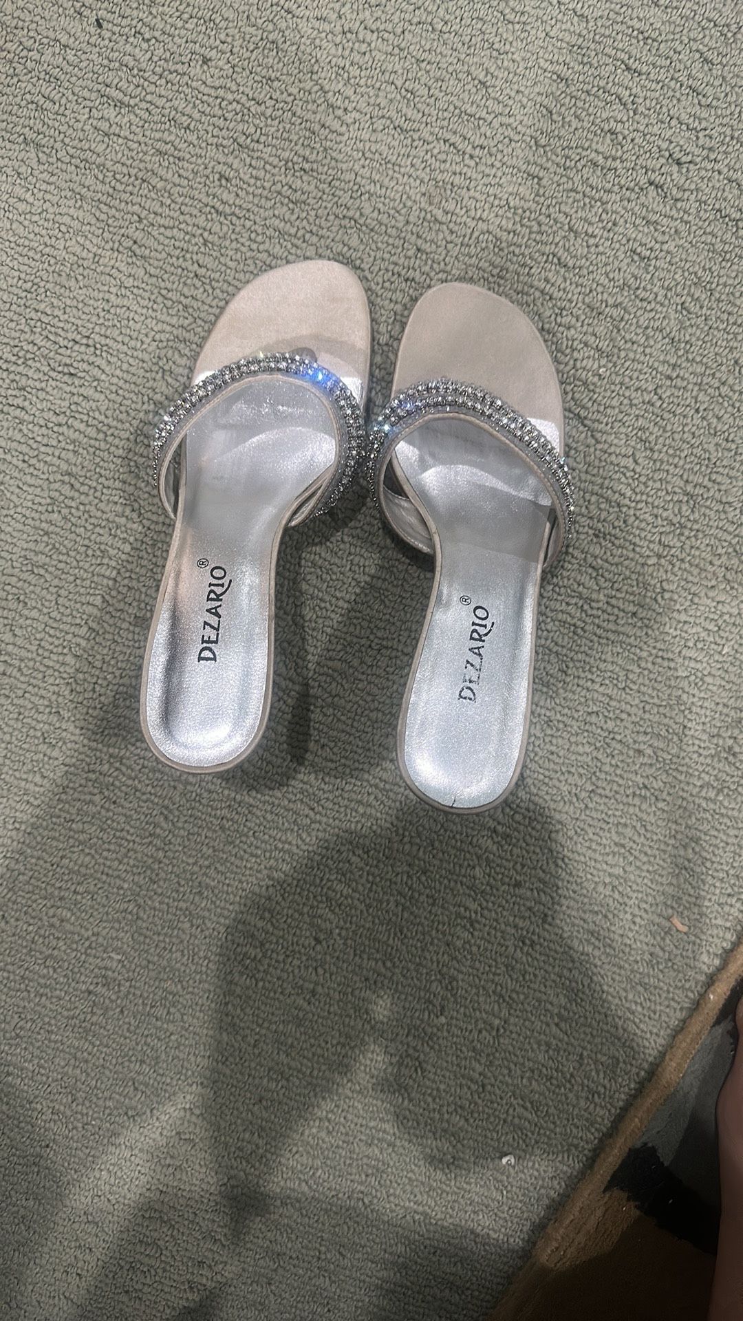 Silver Sparkly Heel Sandals Size 10M