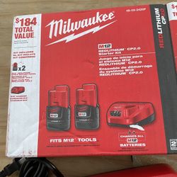 Milwaukee M12 Batteries And Charger 