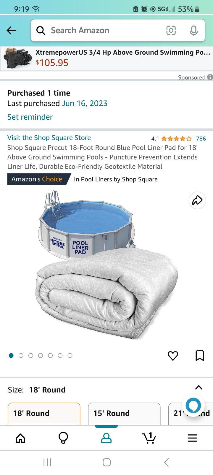 New 18ft Round Pool Liner Pad For Under The Pool