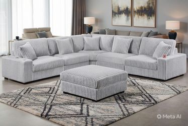 New 128x128 furry corduroy sectional couch / free delivery