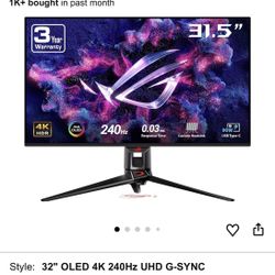 ASUS ROG Swift 32” 4K OLED Gaming Monitor | PG32UCDM | 240Hz | HDR | G-SYNC | Open Box 