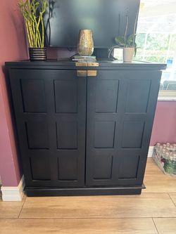Black Wood Bar Cabinet with Double Doors