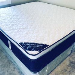 KING Size MATTRESS Orthopedic Pillow top  MEDIUM FIRM 13”thick Comfort+Quality Brand New in plastic( box split includes)We Finance delivery available 