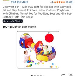 Play tent with tunnel and ball pit 
