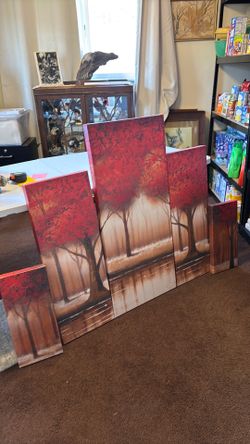 Canvas Parade of red trees by Rio canvas art