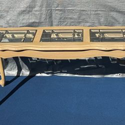 Country French Solid Wood Glass Panel Sofa Console Table