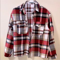 MC SHEIN Plaid Button-Up Jacket / Shacket Size 4