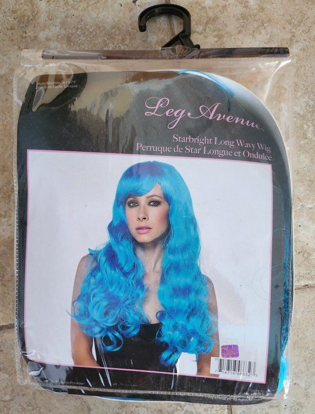 Leg Avenue Long Hair Blue Wig New
