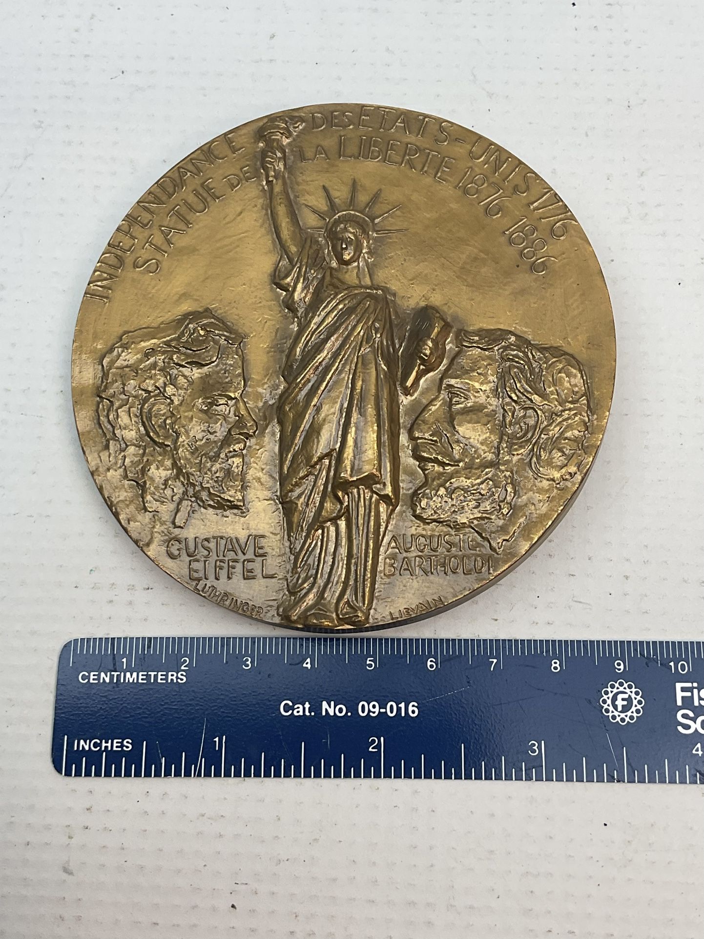 USA FRANCE INDEPENDENCE 1776 INDEPENDENCE STATUE LIBERTY BRONZE COIN