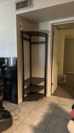 Corner coat rack with six double hooks