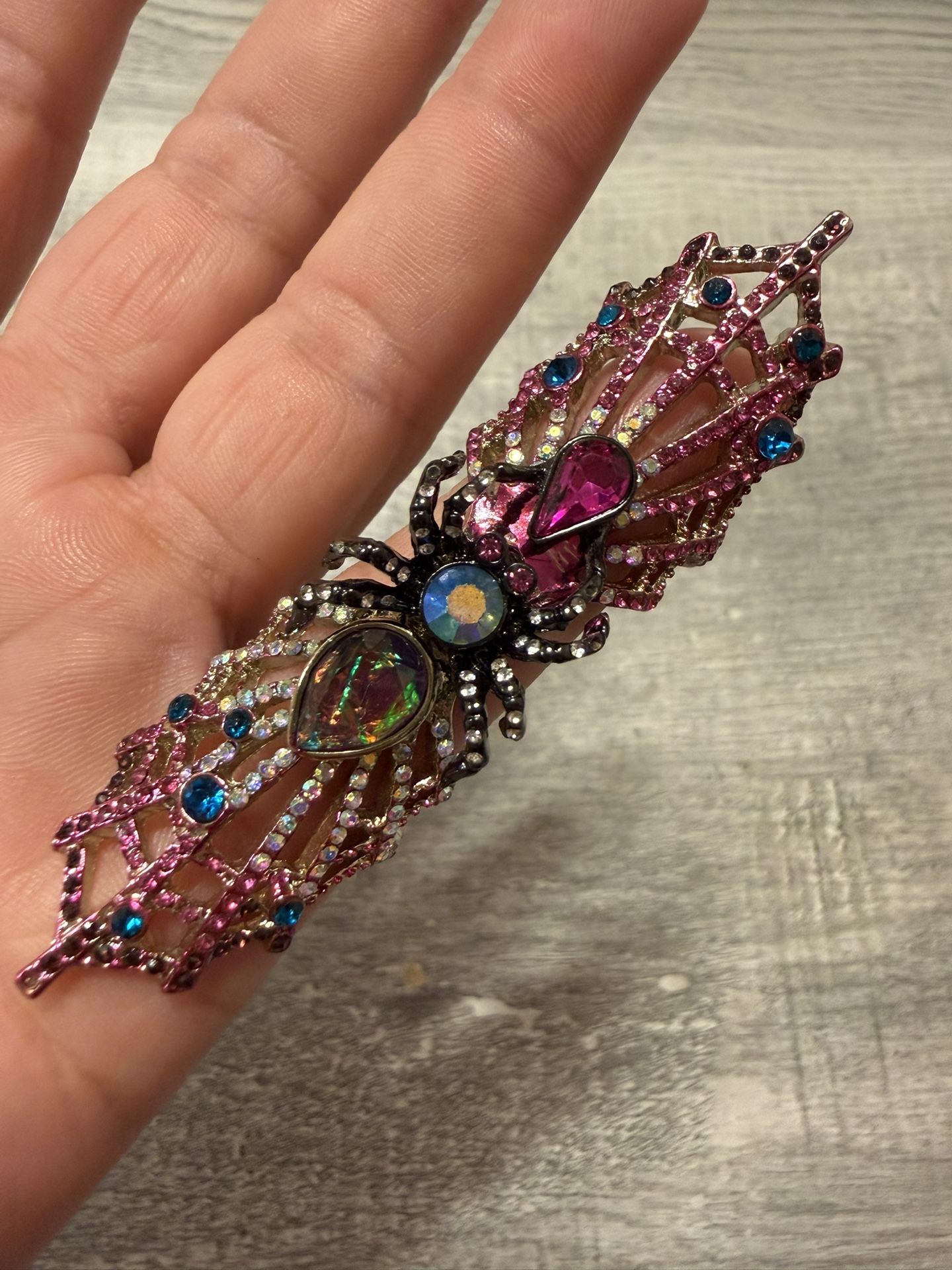 Betsey Johnson Spider Full Finger Ring, Sz 7