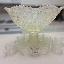 Antique Punch Bowl With Cups