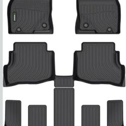 Floor Mats Custom for Mazda CX9 (6 Passenger, Bucket Seat 2nd Row Has Cup Holders) 2020-2023 Waterproof All Weather Car Mats Guard Liners Front & Rear