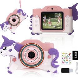 DIYMSX Kids Camera,HD Digital Kids Camera for Toddler with Cartoon Soft Silicone Cover and Cartoon Stickers Best Birthday Gift for 3 4 5 6 7 8 9 Year 