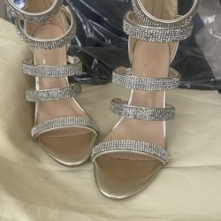 Rouge Helium Gold Multi-Strap Heels