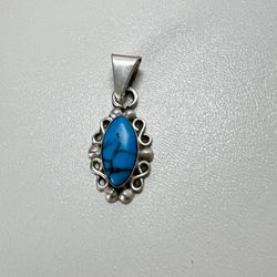 Turquoise Jewelry Pendant Blue Stone 925 vintage 