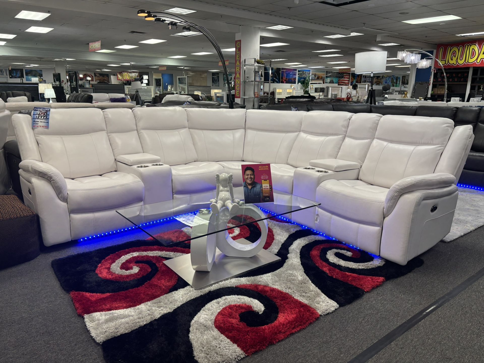 White U- Sectional Couch For Sale W/ Built - In LED Lights ( Furniture Assembly)