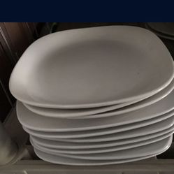 10 White Square Quadro Dishes 