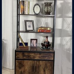 Rustic Industrial Shelf With Drawer & Storage LIKE NEW!