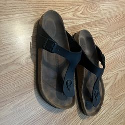 Birkenstock Gizeh Sandals Black Leather Size 8
