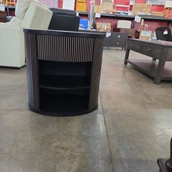 YOCWO Oval Nightstand With 1 Drawer And Adjustable Shelf