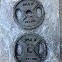 (2) 25 Lb Olympic 2” Hole Plates