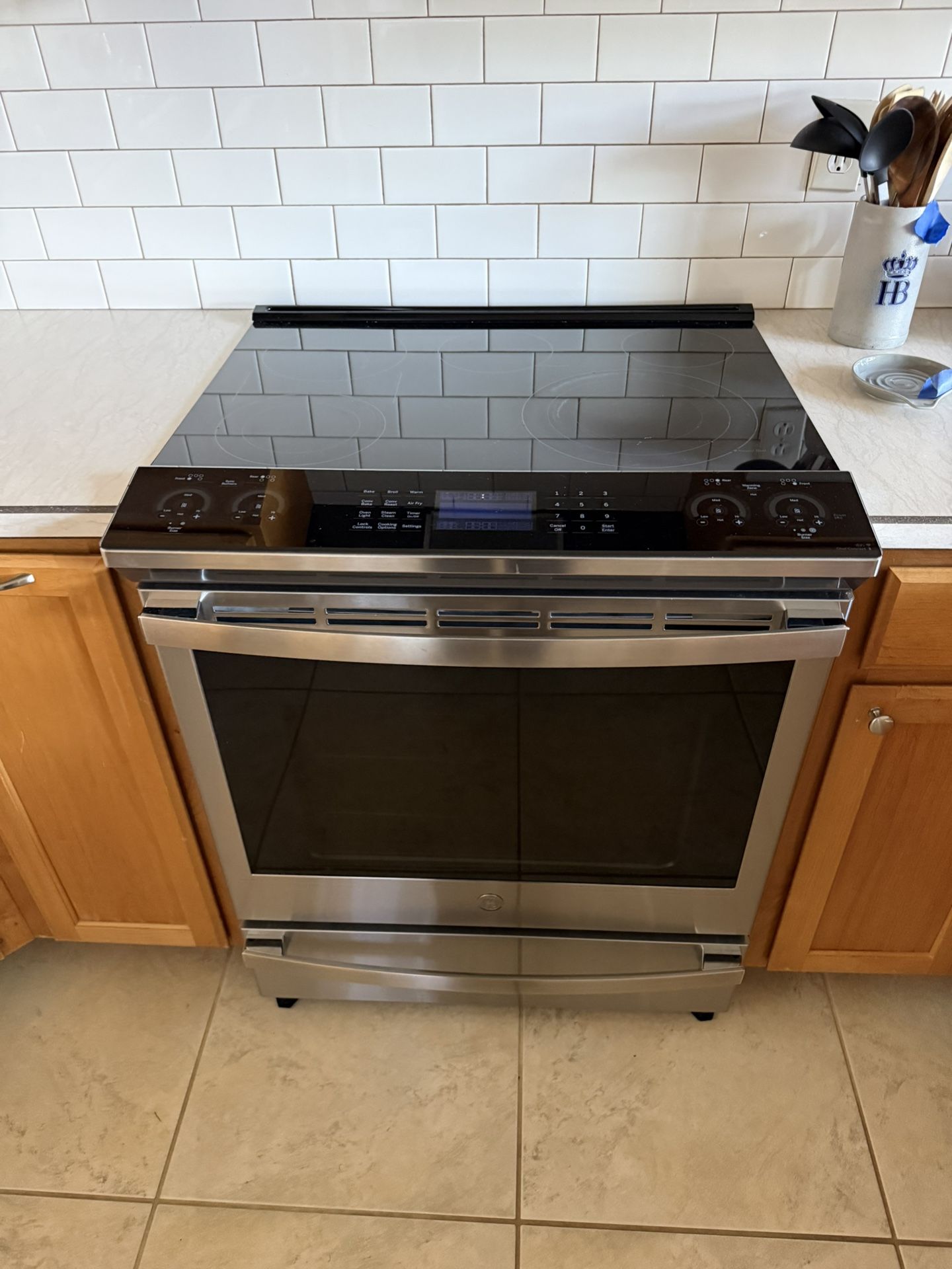 GE Profile 30” Smart 5 Burner Element Smart Slide In Electric Range