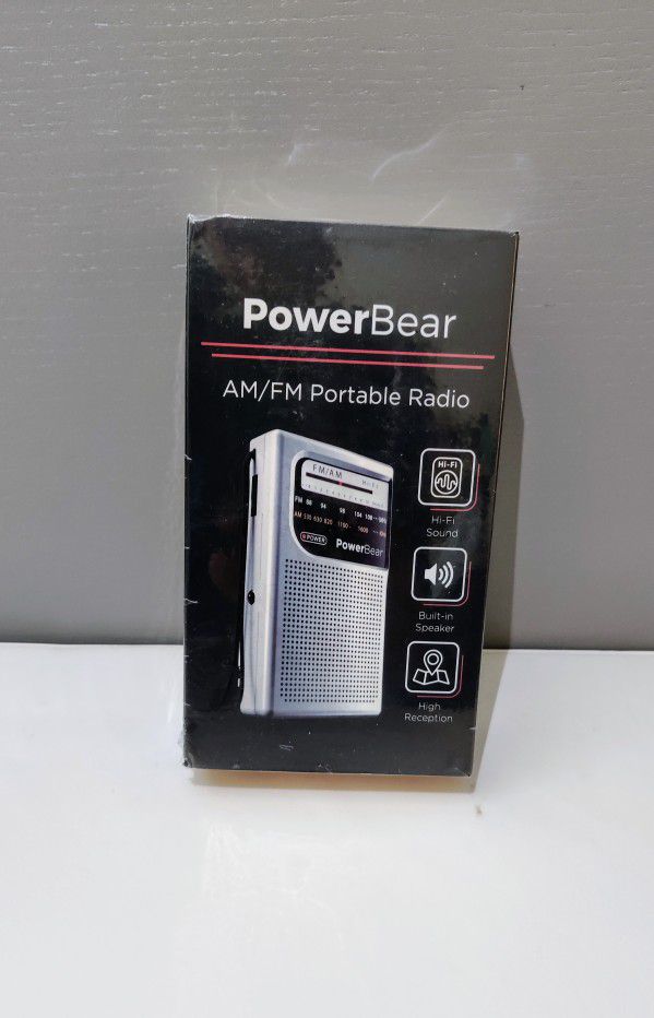 PowerBear Portable Radio | AM/FM, 2AA Battery Operated with Long Range Reception for Indoor, Outdoor & Emergency Use | Radio with Speaker & Headphone 