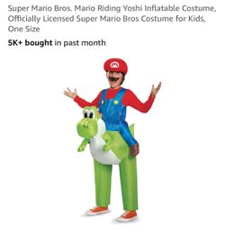 Mario riding Yoshi inflatable costume