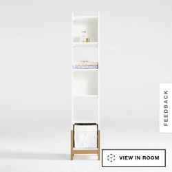 Rue White Wood 5-Shelf Narrow Bookcase