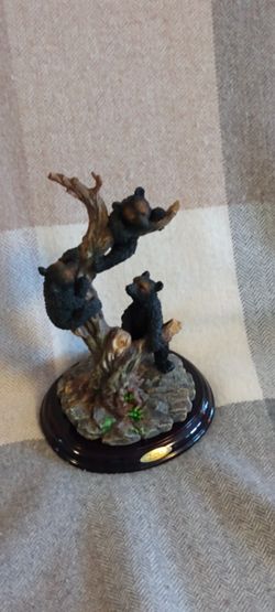 Three Playful Bear Cub's Playing In A Tree