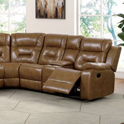 Brown Leatherette Manual Recliner Sectional Brand New In Box Firm Price $1,100