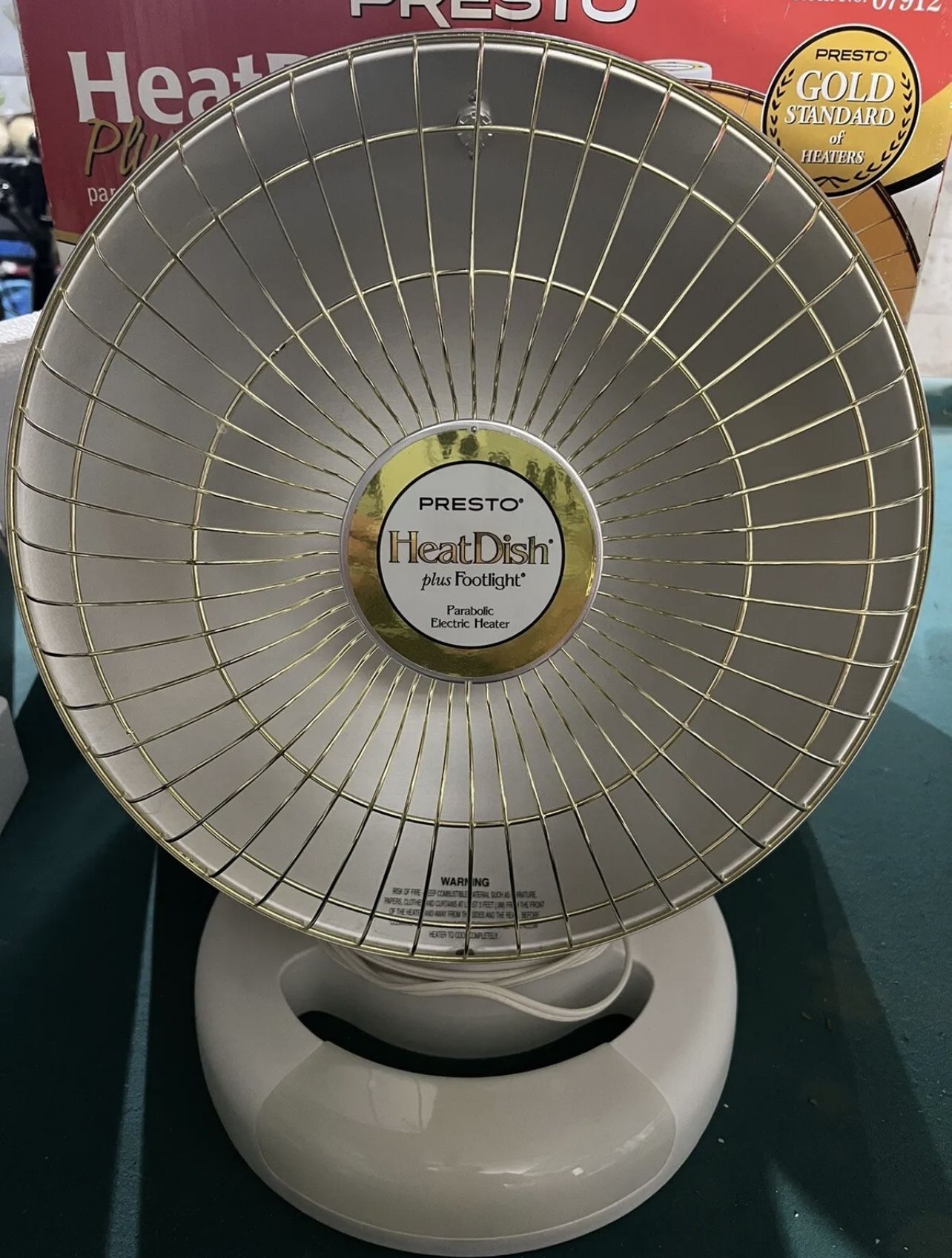 Presto HeatDish Parabolic Electric Heater plus Footlight 07903 NEW NIB