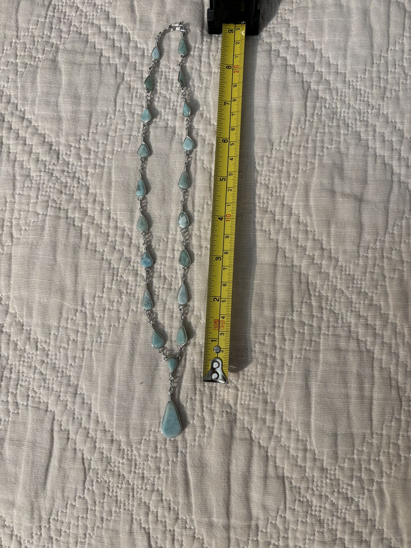 Turquoise Stone on Silver Necklace 18 Inches