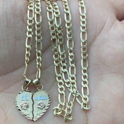 Cadena Fígaro De 14 Kt Con Medals De Love Te Amo 💕 20 “