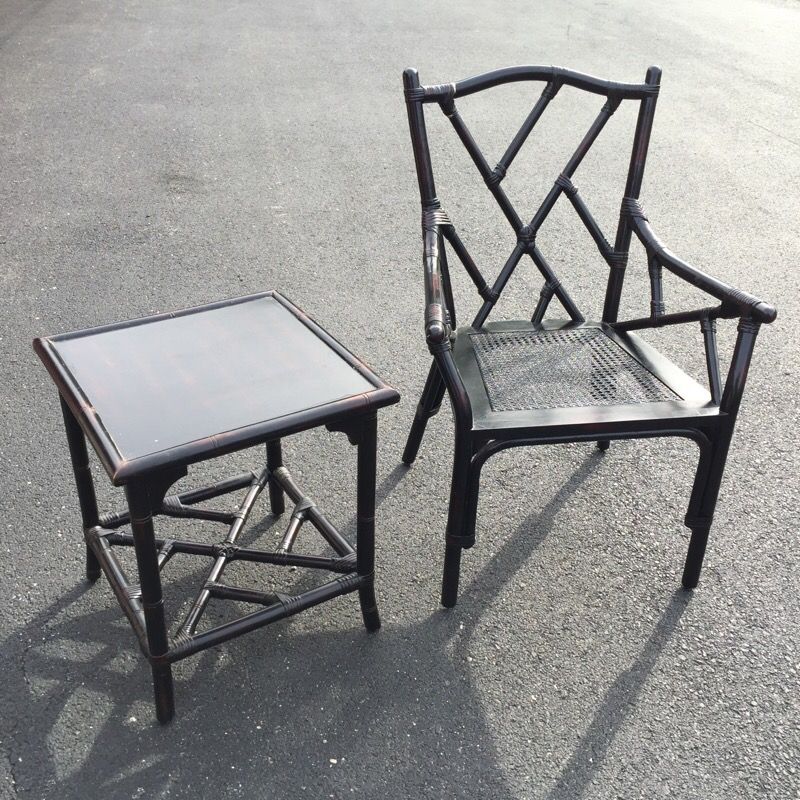 Bamboo cane chair and table