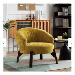 Accent Chair Upholstered Armchair  - Yellow