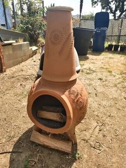 Terracotta Clay Chiminea Outdoor Fireplace
