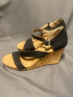 TOMS Black Wedge Sandals