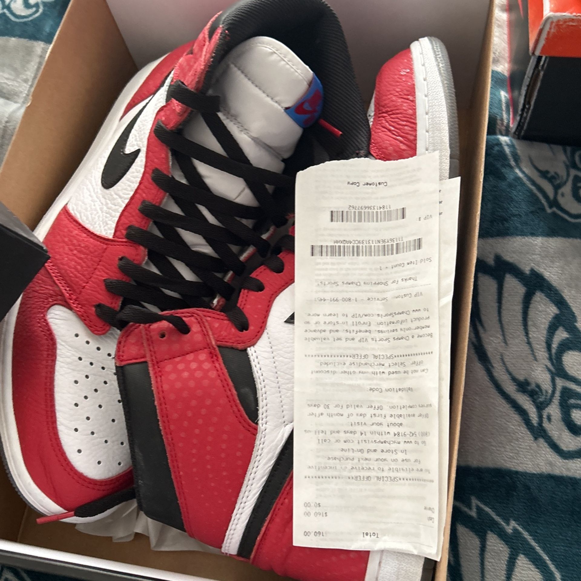 Size 13 Jordan Bred “Banned” Spider Man 1's Air Max