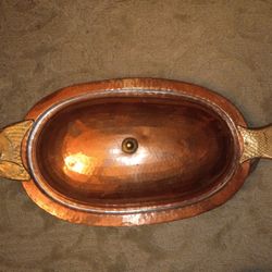 Copper And Brass Hammered Serving Tray