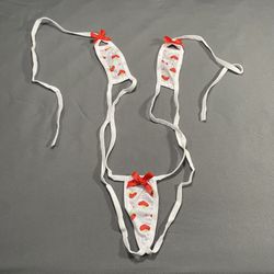 String Micro Bikini With Strawberries One Size Adjustable 