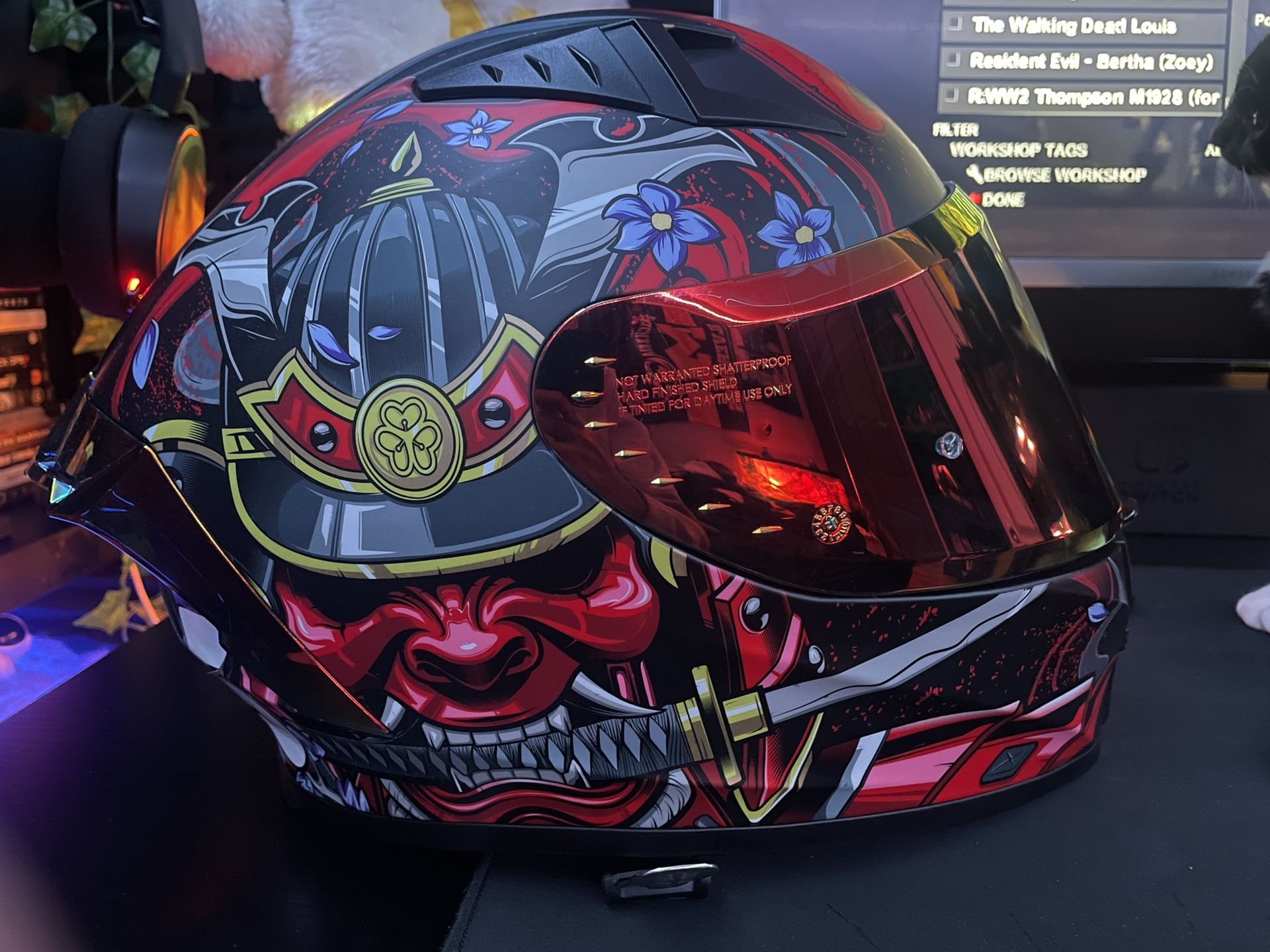 Large Red Samurai ILM Motorcycle Helmet