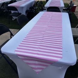Pink Stripped Table Runnners