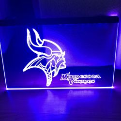 VIKINGS LED NEON PURPLE LIGHT SIGN 8x12