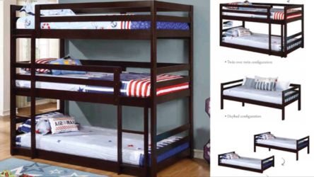 New triple cappuccino twin bunk bed