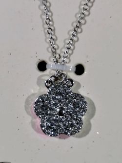 Silver flower bling necklace